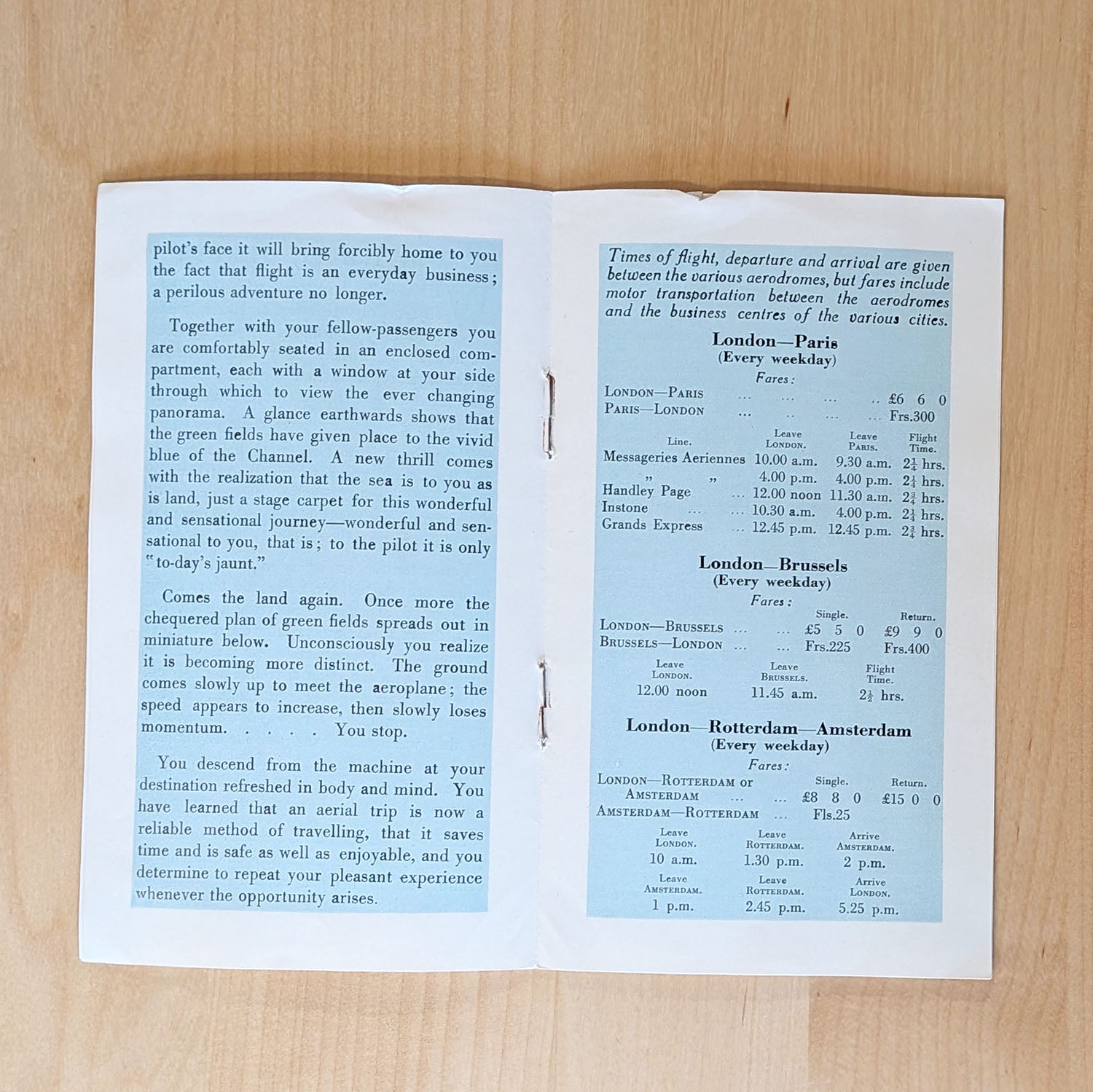 American Express Air Travel Brochure Biplane Sept. 1921 "Why Not Fly There?"