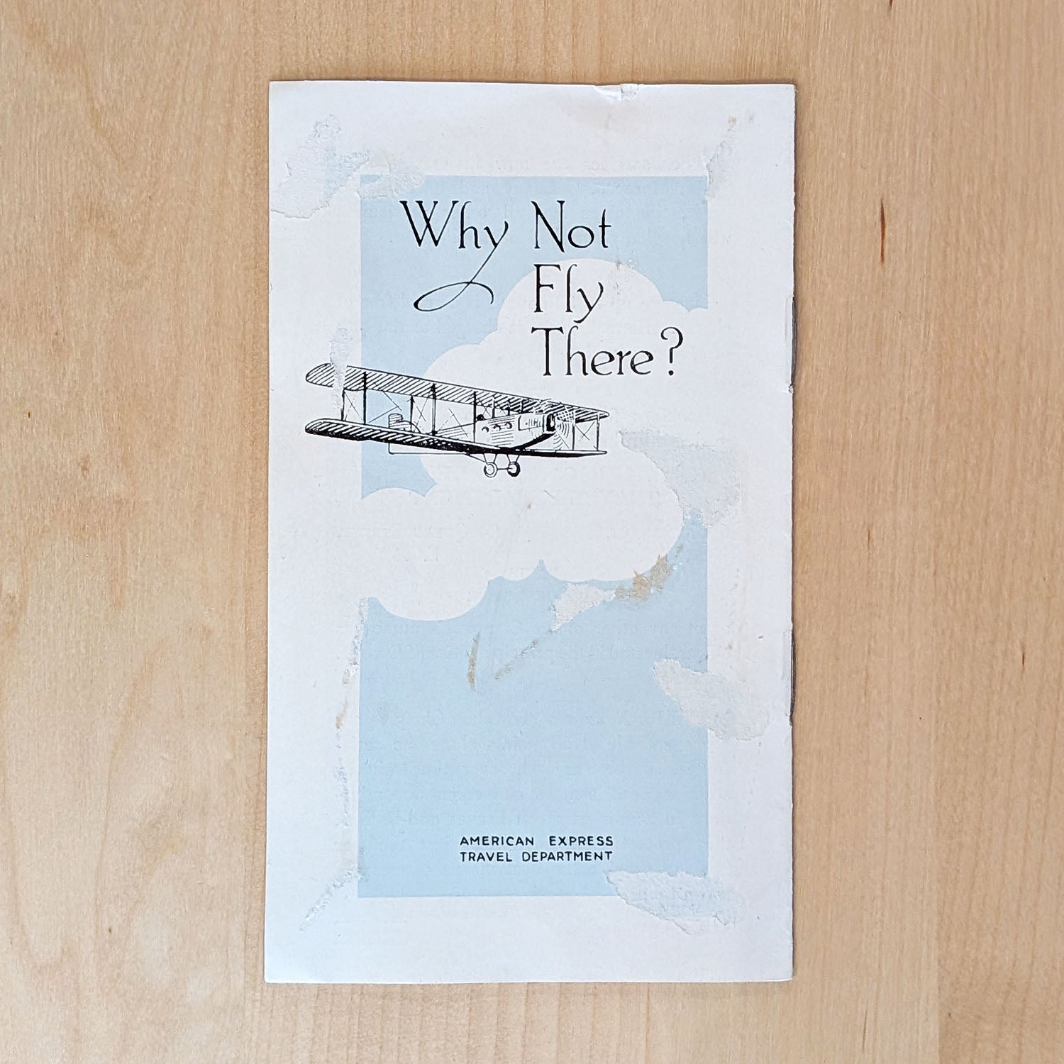 American Express Air Travel Brochure Biplane Sept. 1921 "Why Not Fly There?"