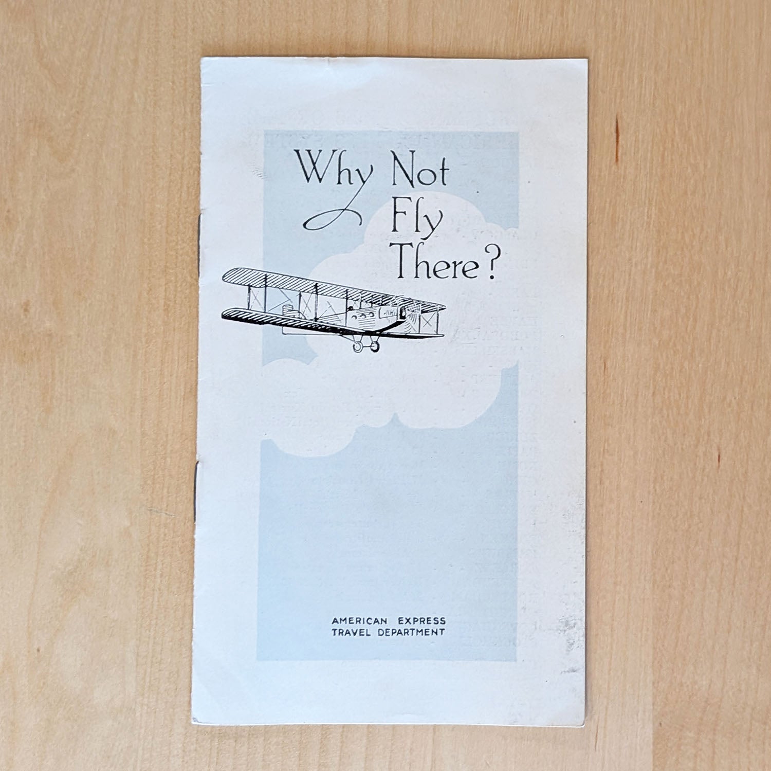 American Express Air Travel Brochure Biplane Sept. 1921 "Why Not Fly There?"
