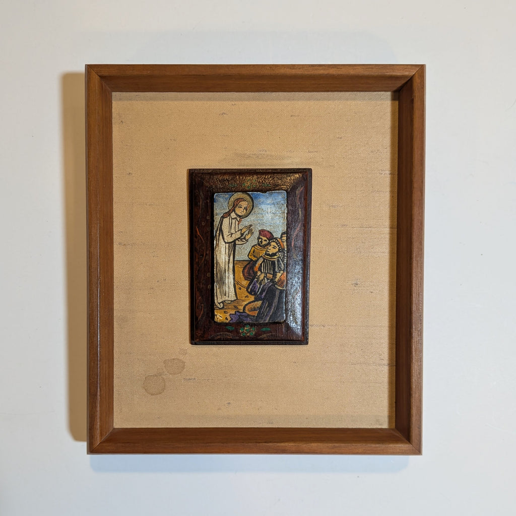 Vintage Mid-Century Sacred Art Miniature Depicting Christ Teaching Disciples