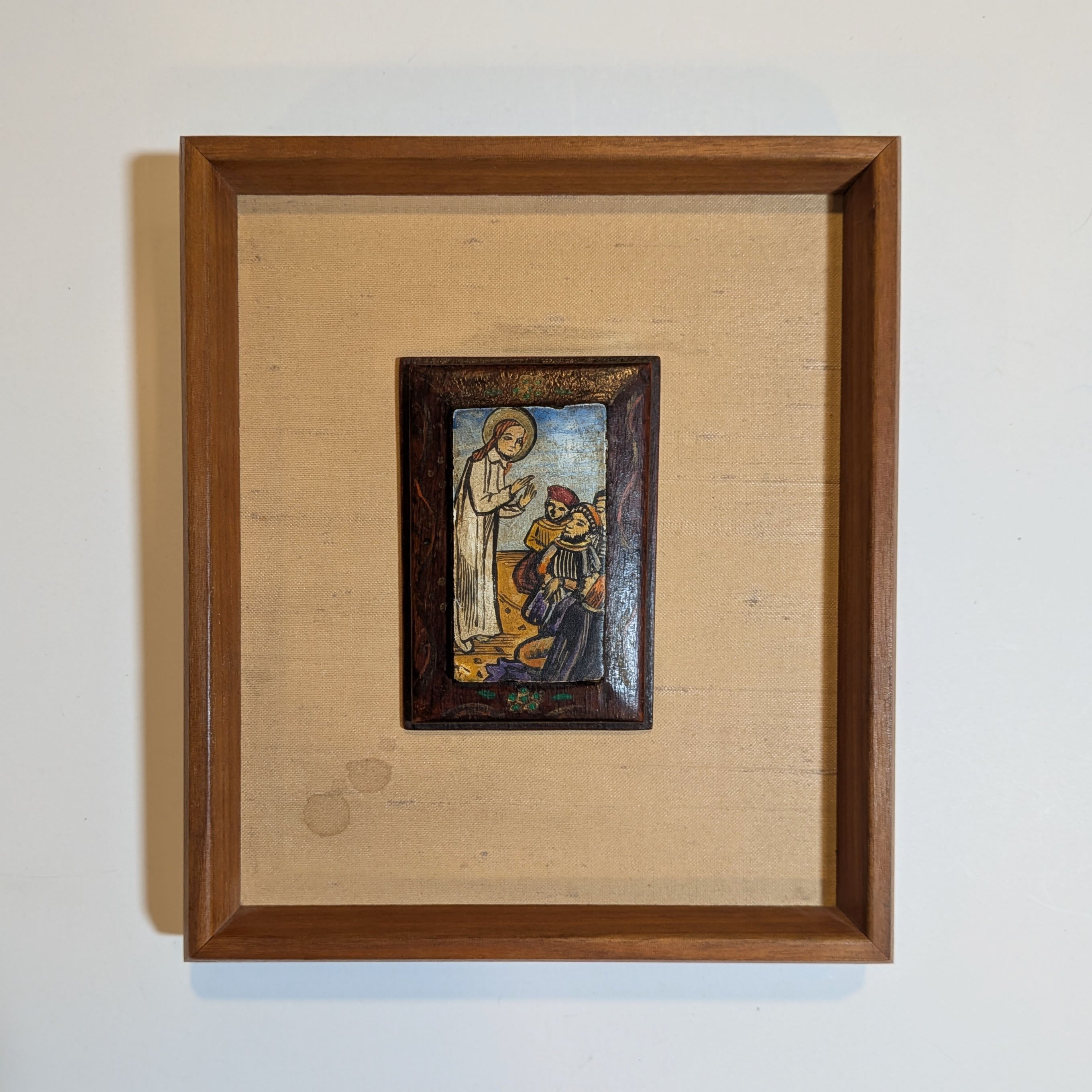 Vintage Mid-Century Sacred Art Miniature Depicting Christ Teaching Disciples