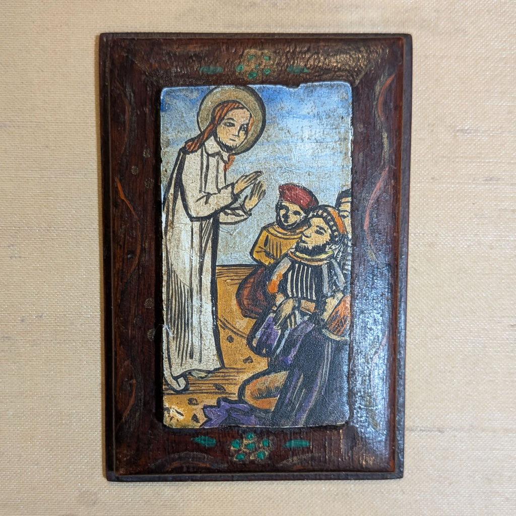 Vintage Mid-Century Sacred Art Miniature Depicting Christ Teaching Disciples