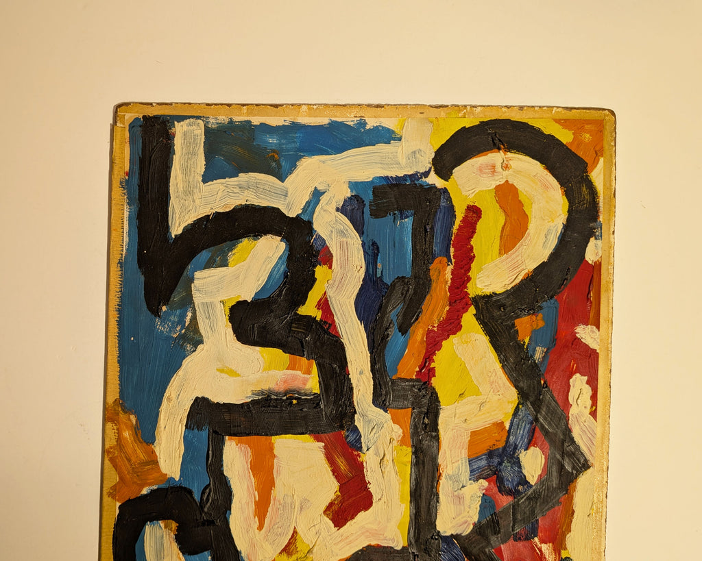 Vintage Double-Sided Painting, CoBrA-Style Abstraction & Mystical Figures 1950s