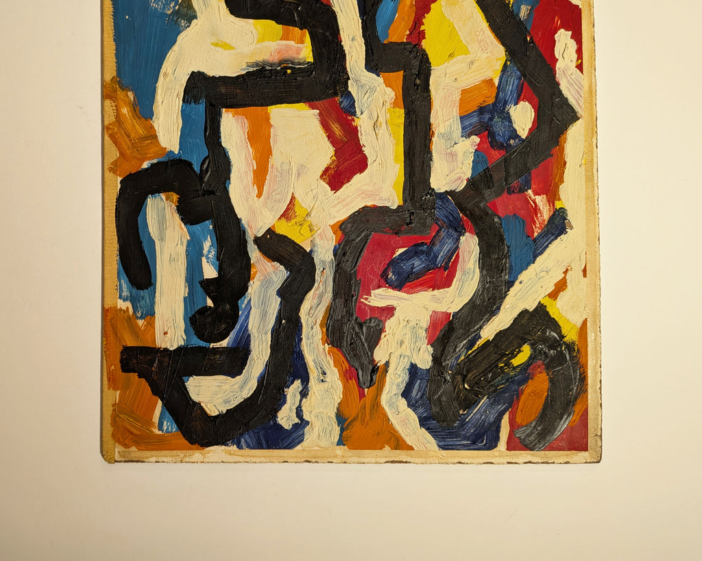 Vintage Double-Sided Painting, CoBrA-Style Abstraction & Mystical Figures 1950s