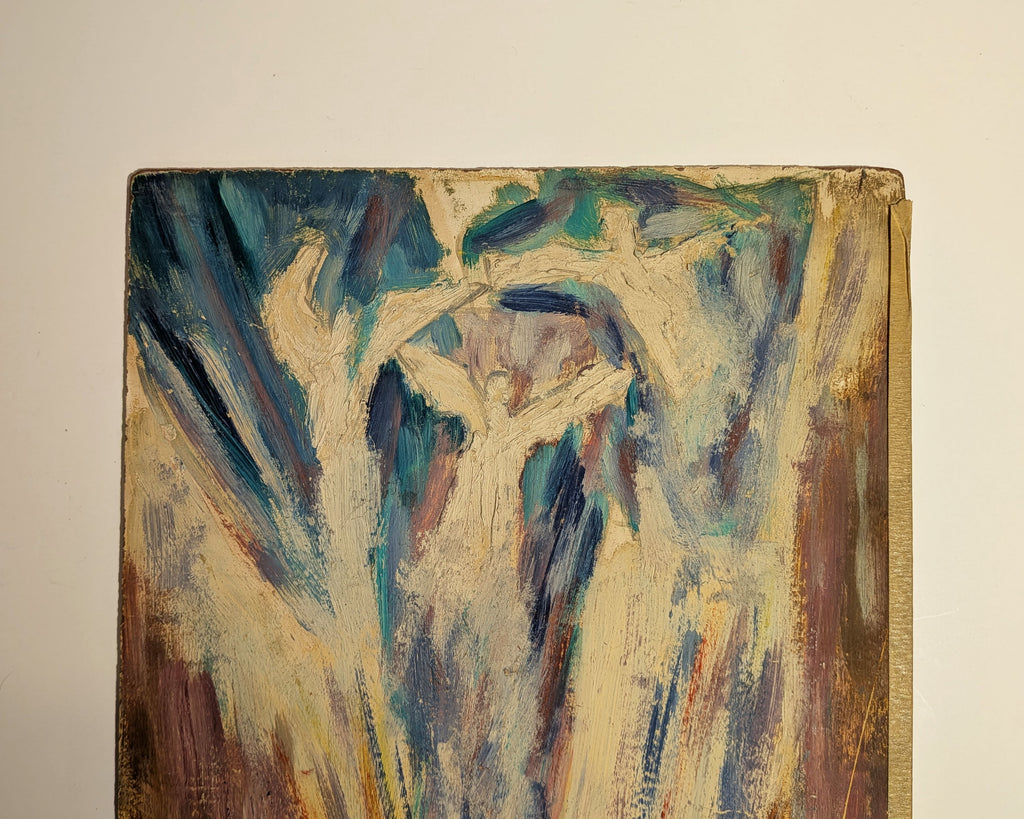 Vintage Double-Sided Painting, CoBrA-Style Abstraction & Mystical Figures 1950s