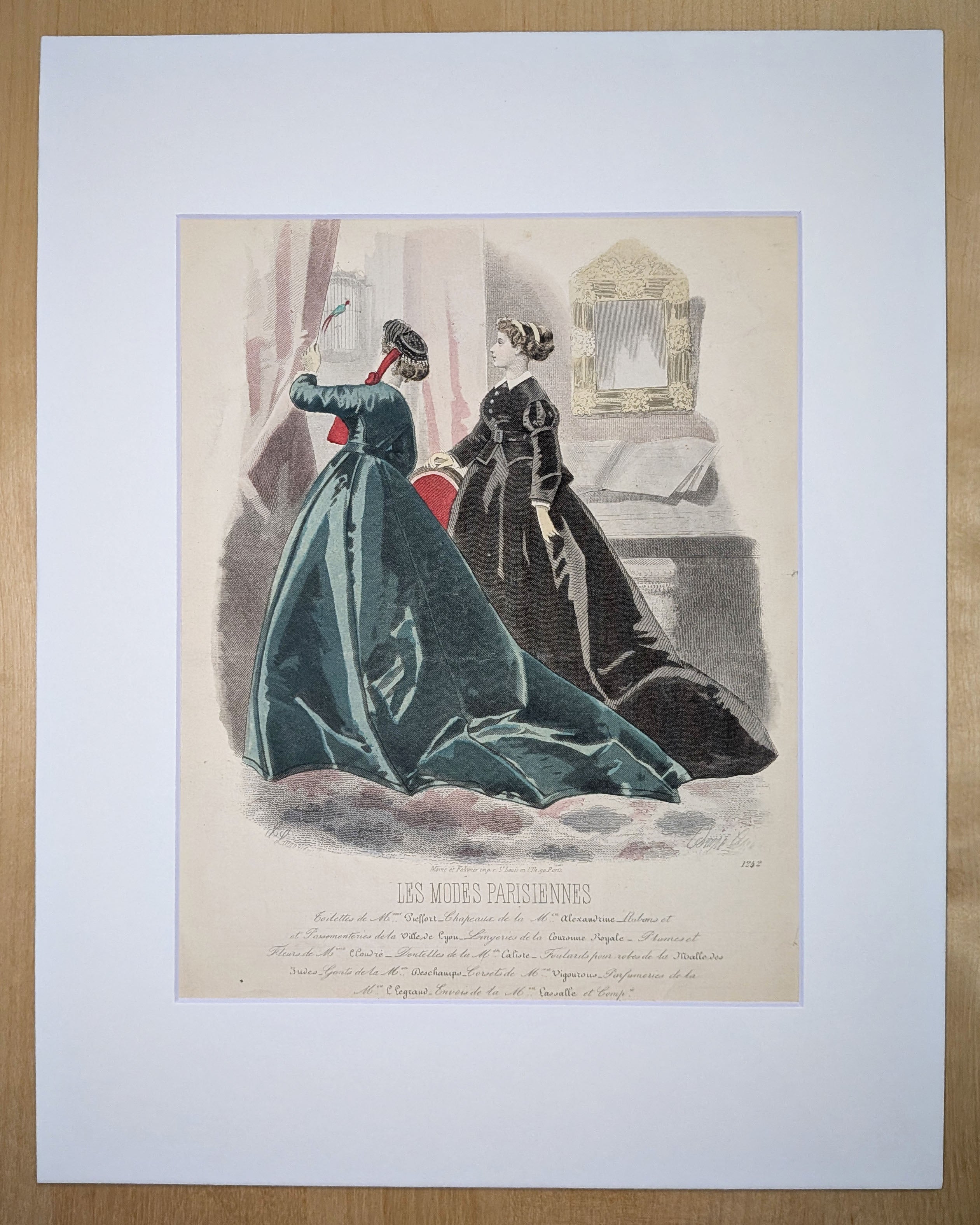 Les Modes Parisiennes | Hand-Colored Fashion Plate by Adèle-Anaïs Toudouze | C. 1866