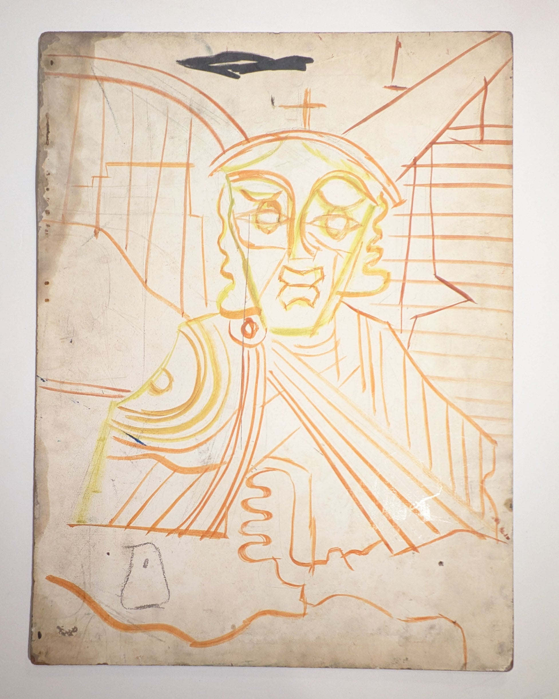 Mid-Century Modernist Cubist Portrait Woman, Unsigned, Hand-Sketched Verso