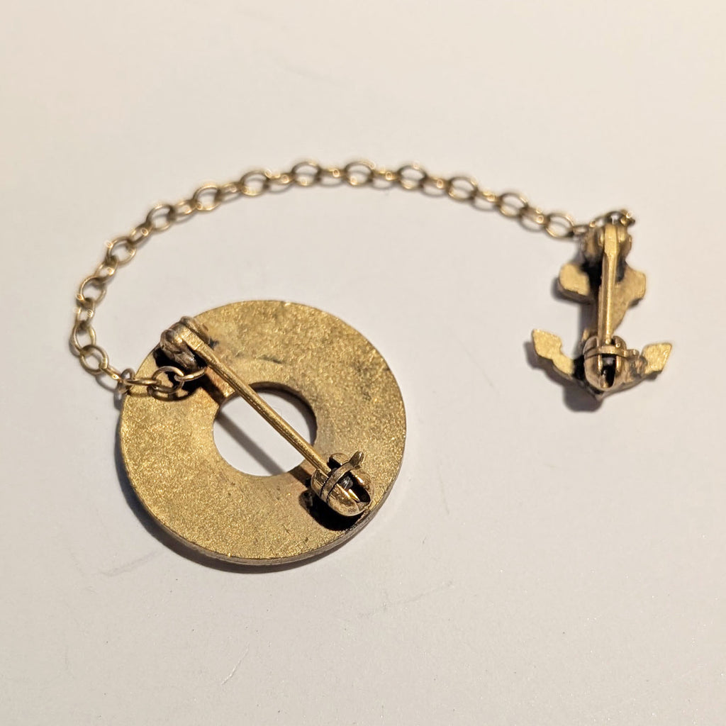 1938 Darwin (Australia) Double Pin Lifesaver & Anchor | Green & White Enamel