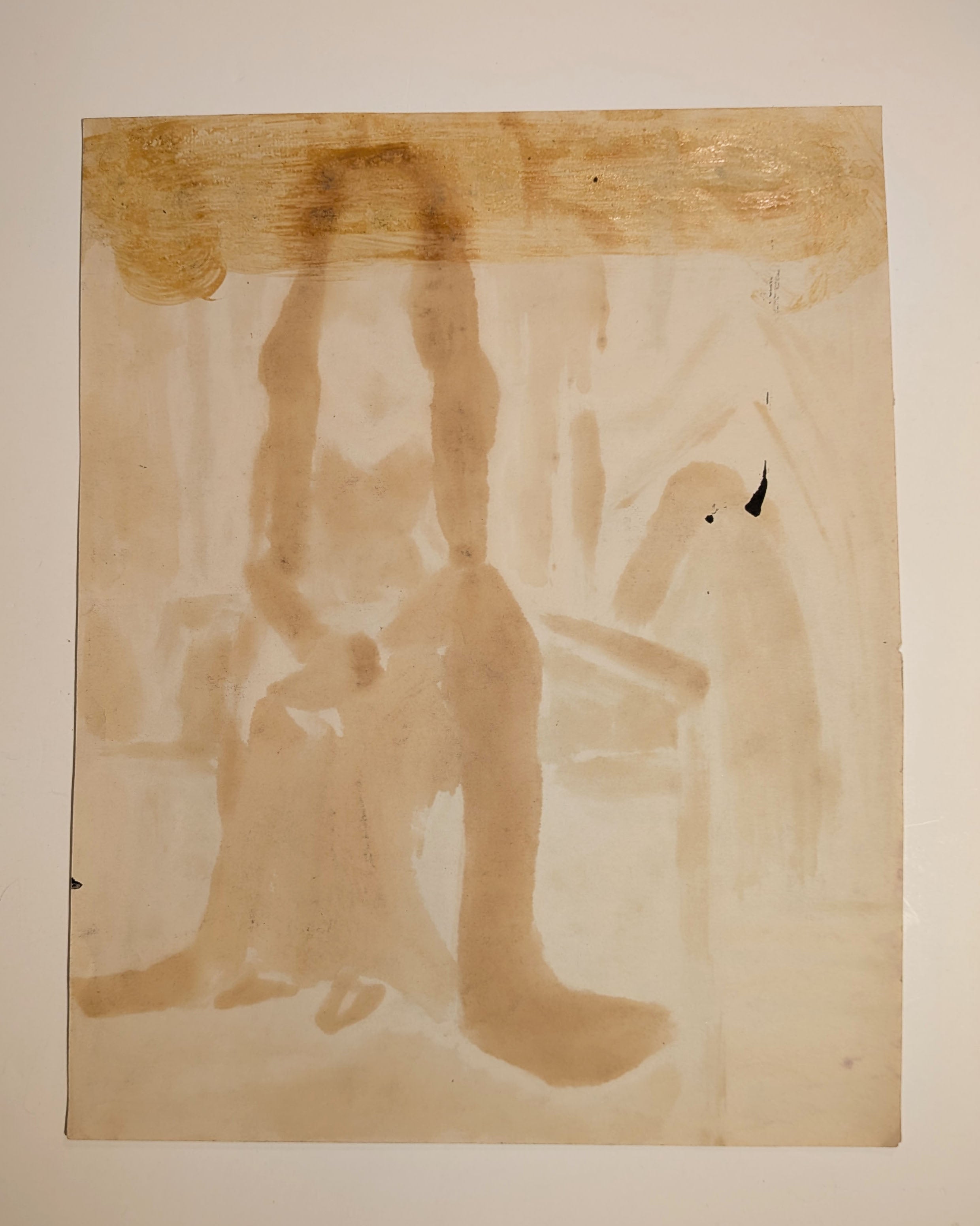 Mid-Century Expressionist Nun in Habit Painting, Oil on Paper, Unsigned