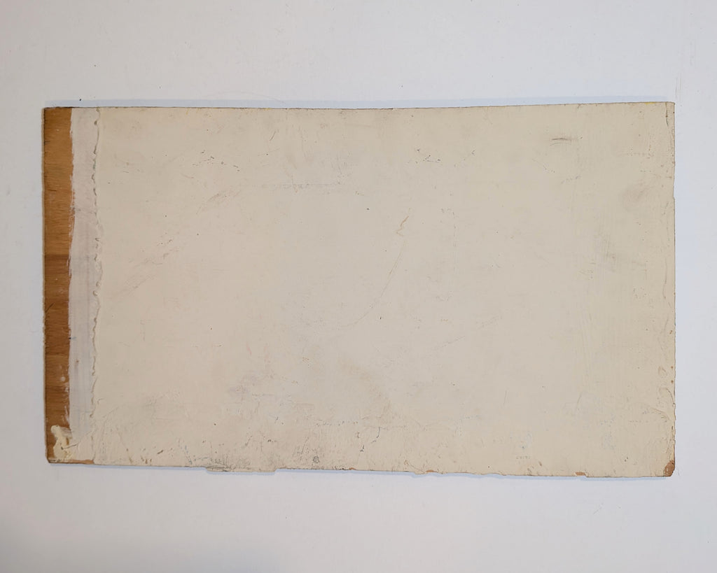 Vintage Mid-Century Expressionist Architectural Pagoda Landscape Painting