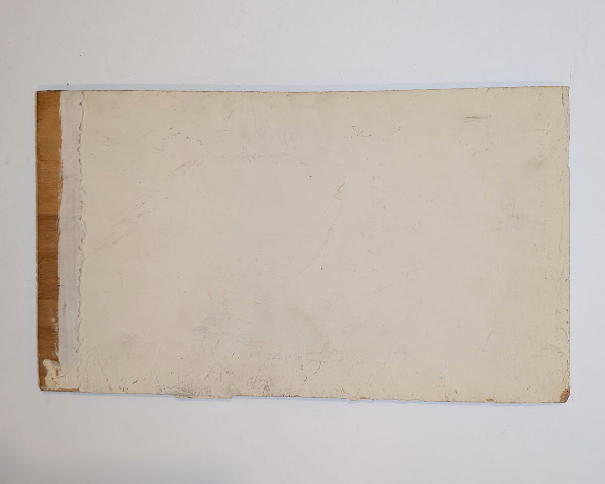 Vintage Mid-Century Expressionist Architectural Pagoda Landscape Painting