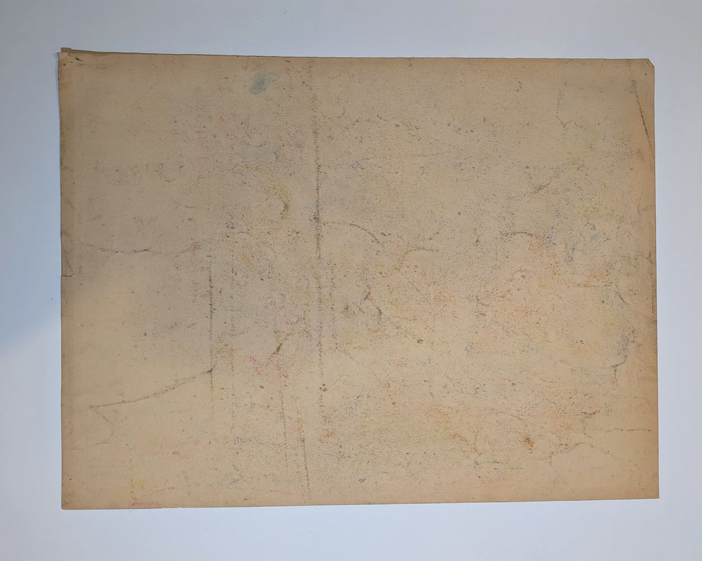 Mid-Century Modern Futurist-Style Cityscape Drawing, Pastel on Paper, Unsigned