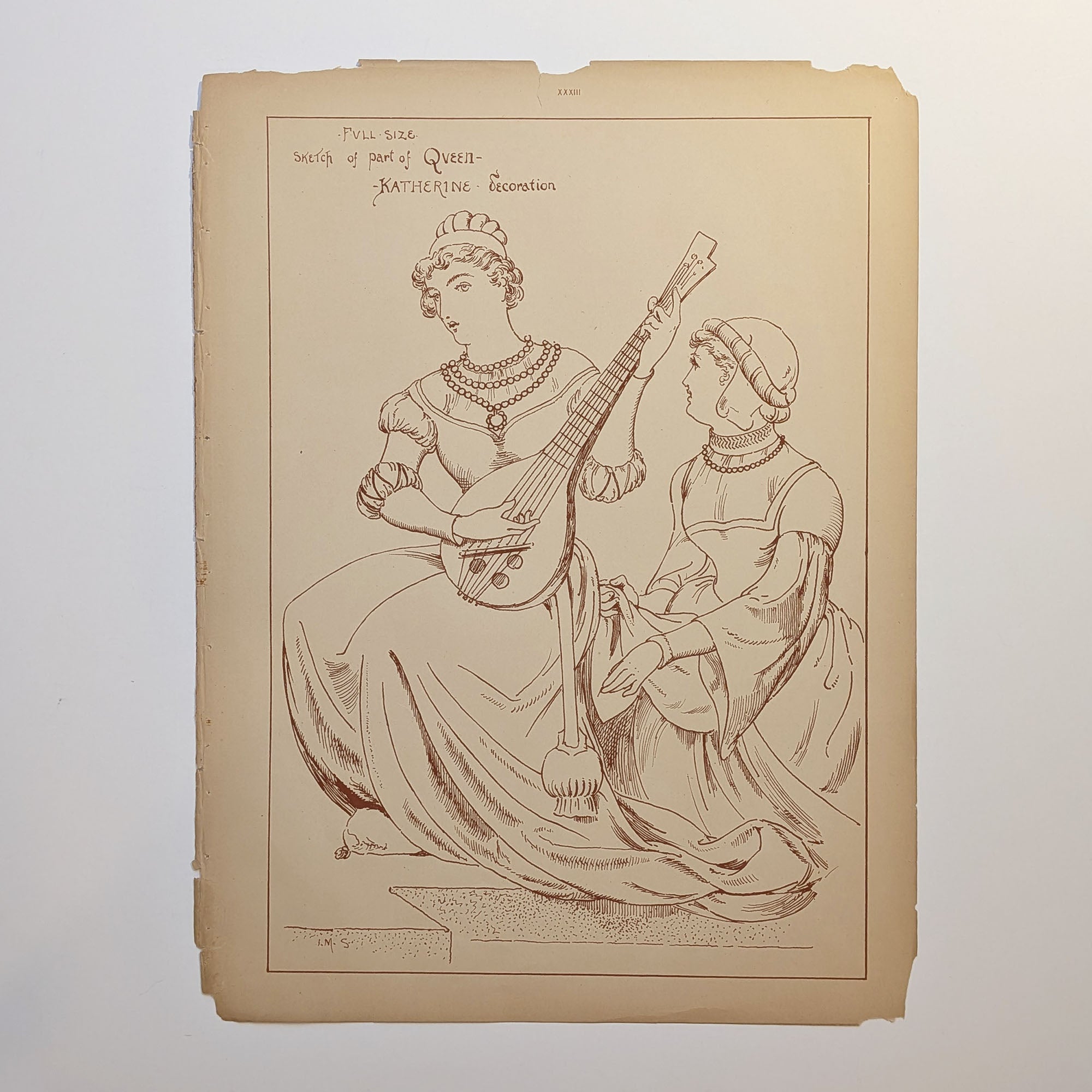 John Moyr Smith - 1882 Print - Sketch of Queen Katherine Shakespeare