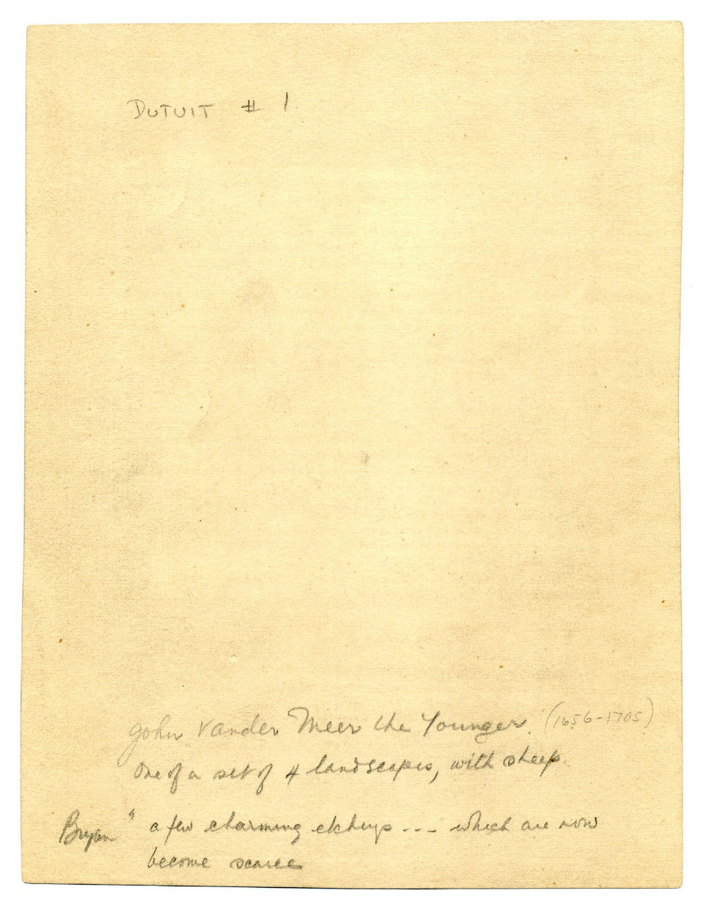 Jan van der Meer the Younger 1685 Etching Ewe (Sheep) With Lambs