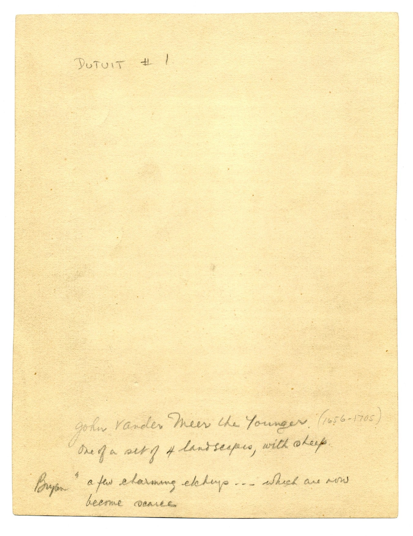 Jan van der Meer the Younger 1685 Etching Ewe (Sheep) With Lambs