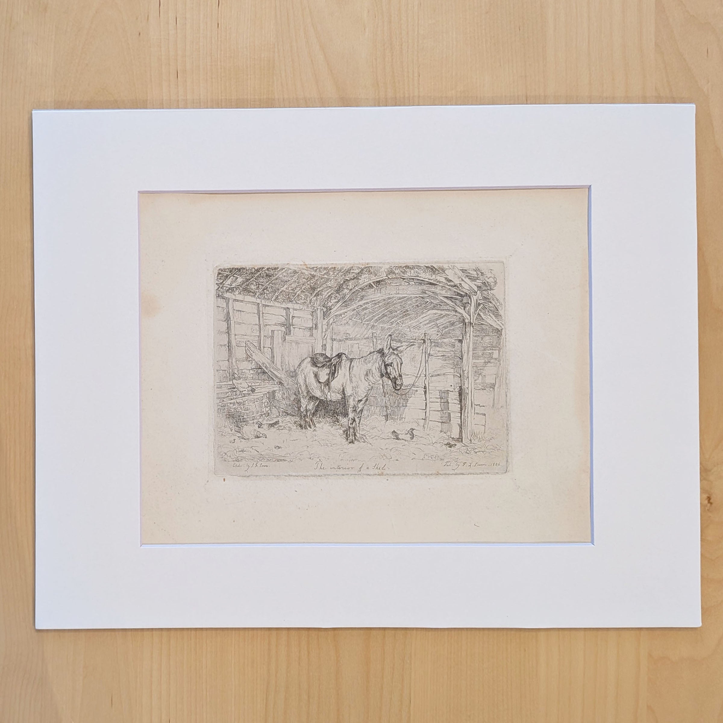 The Interior of a Shed (Donkey) | John Frederick Lewis Engraving | 1826