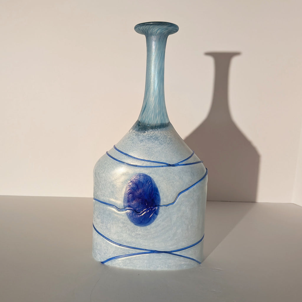 Kosta Boda "Galaxy Blue" 10.5" Large Bottle Vase, Bertil Vallien, Signed 48075