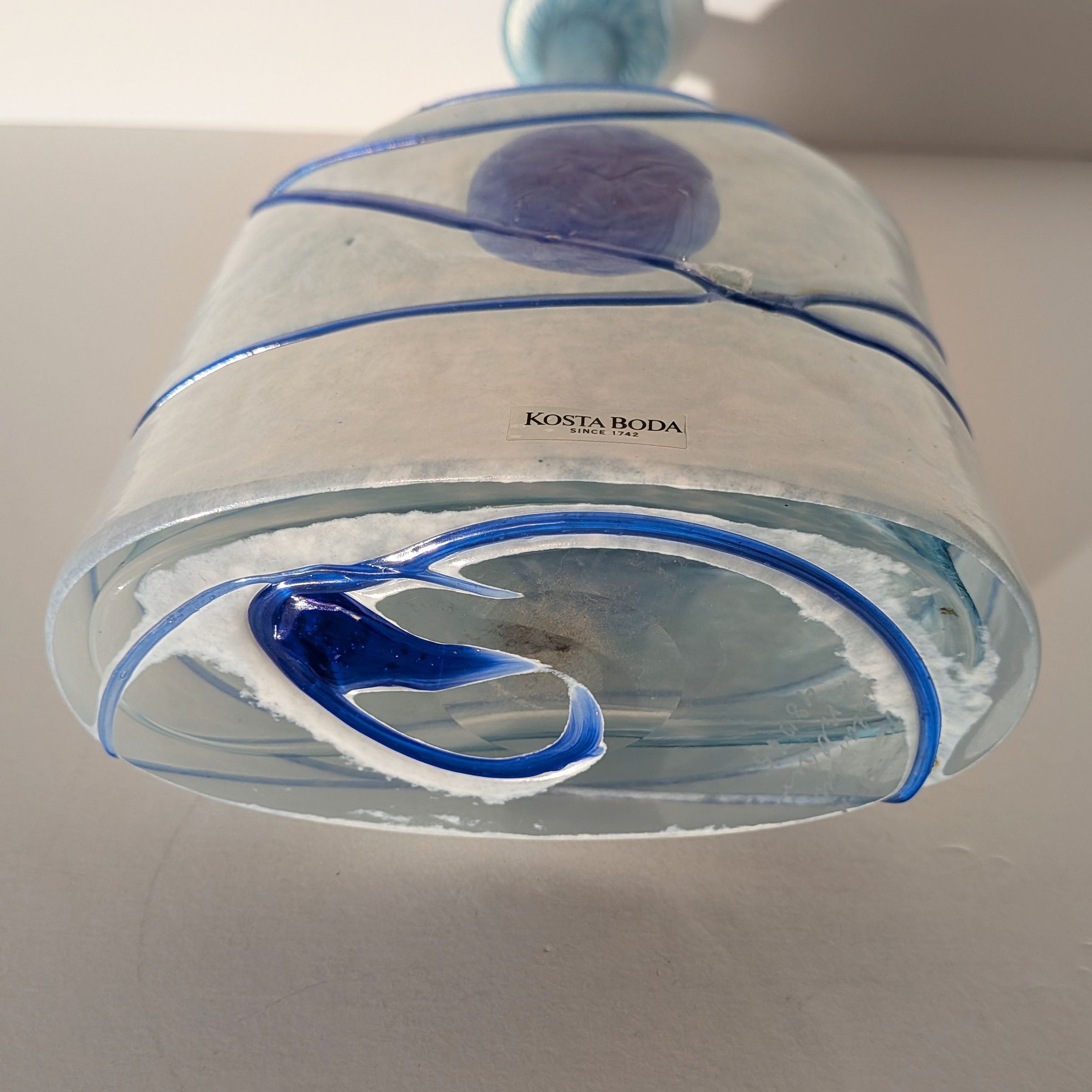 Kosta Boda "Galaxy Blue" 10.5" Large Bottle Vase, Bertil Vallien, Signed 48075