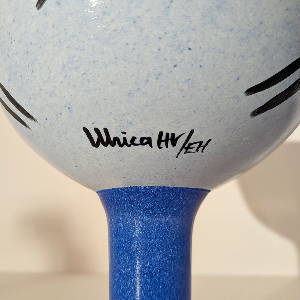 Kosta Boda Open Minds Ulrica Hydman Vallien Glass Pedestal Vase Blue Rare