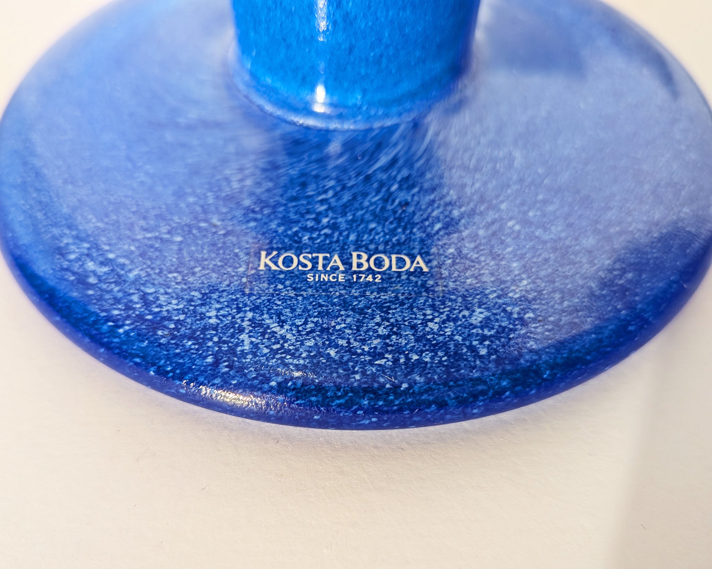 Kosta Boda Open Minds Ulrica Hydman Vallien Glass Pedestal Vase Blue Rare