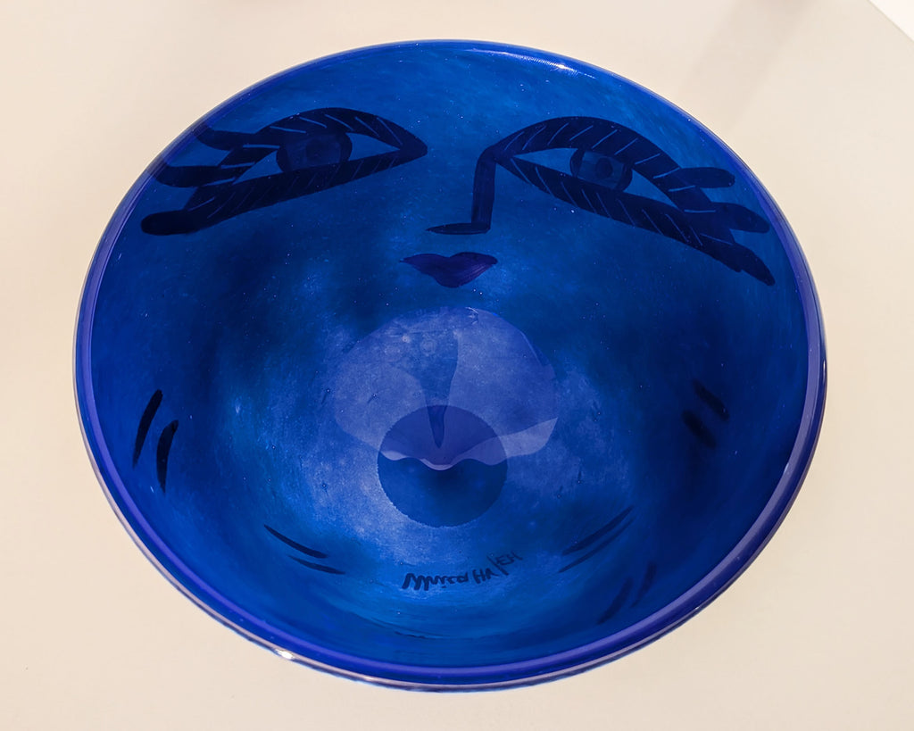 Kosta Boda Open Minds Ulrica Hydman Vallien Glass Pedestal Vase Blue Rare