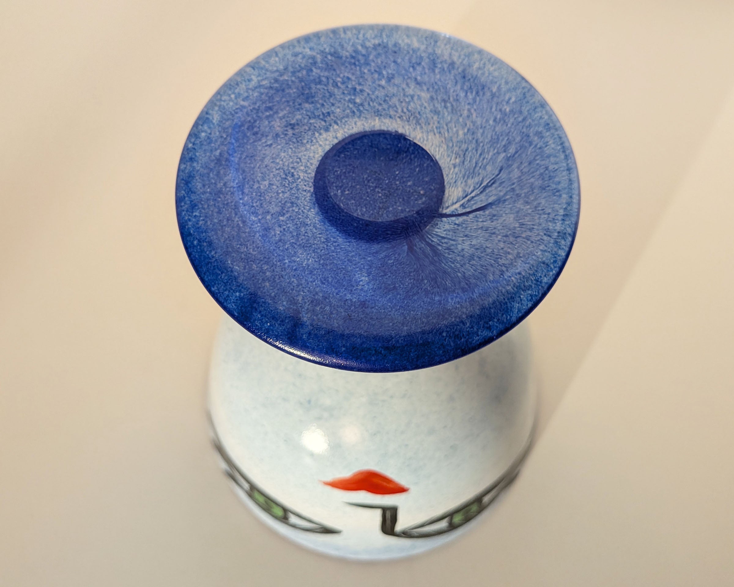 Kosta Boda Open Minds Ulrica Hydman Vallien Glass Pedestal Vase Blue Rare