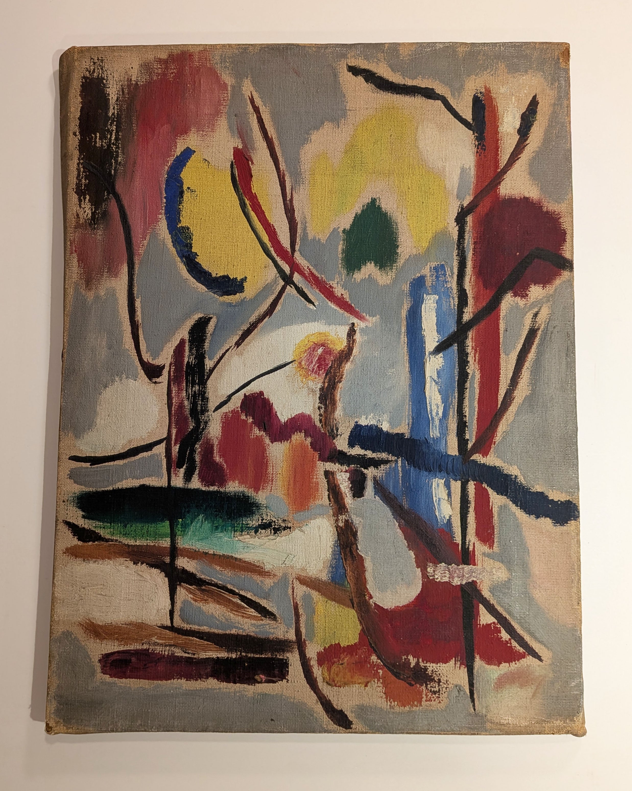 Lyrical Abstraction Painting, Kandinsky-Influenced, Unsigned Oil on Canvas