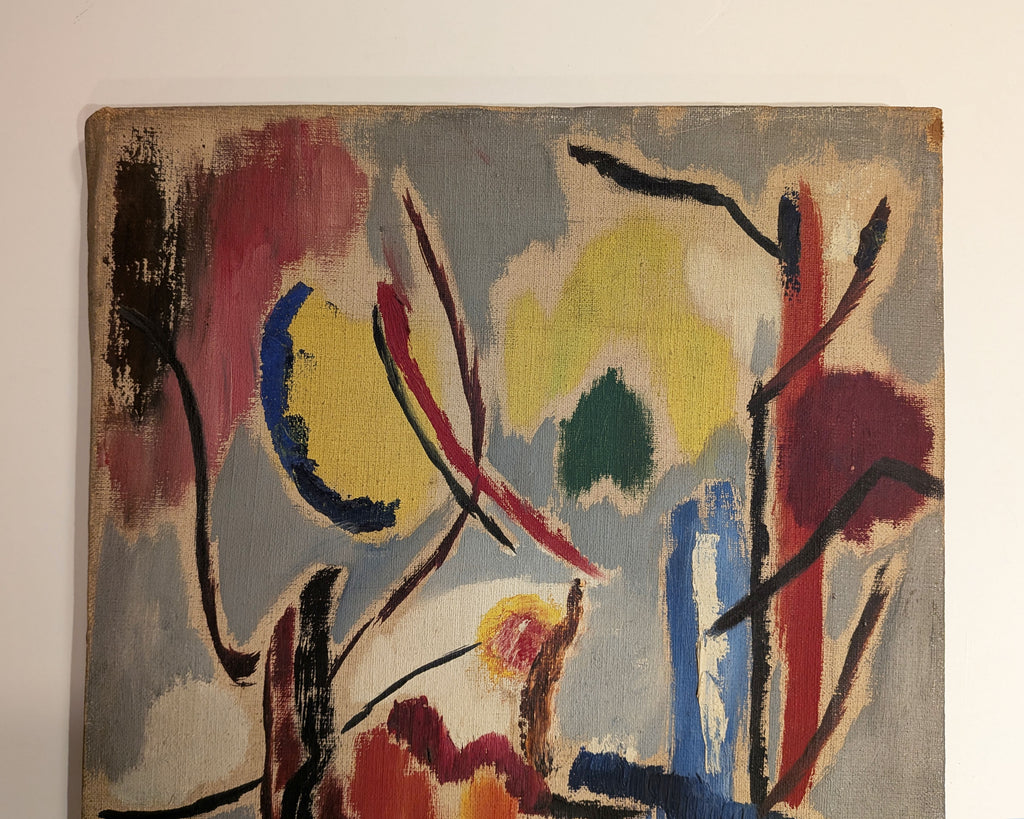 Lyrical Abstraction Painting, Kandinsky-Influenced, Unsigned Oil on Canvas