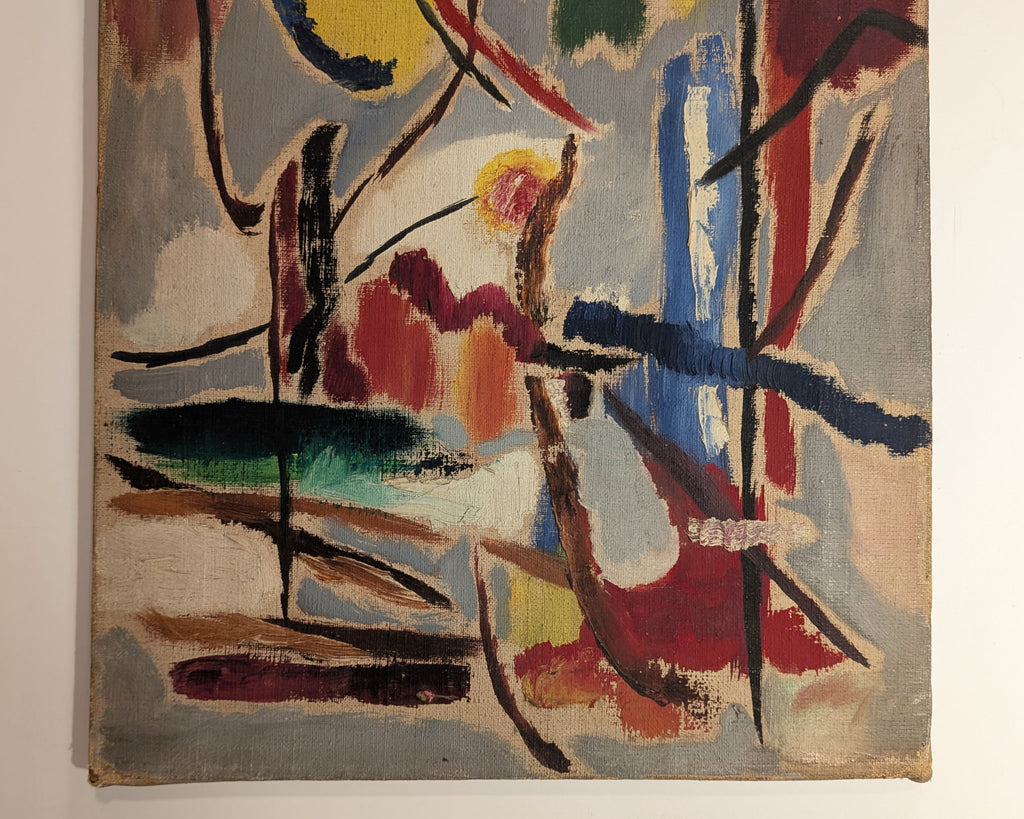 Lyrical Abstraction Painting, Kandinsky-Influenced, Unsigned Oil on Canvas