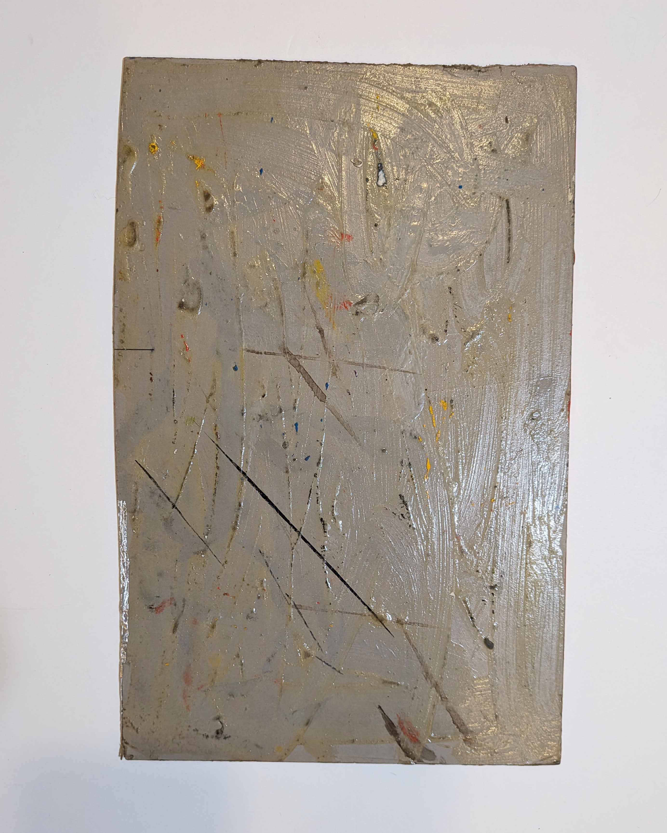 Vintage Mid-Century Primitivist Mixed Media Abstract Acrylic Metal Foil Board
