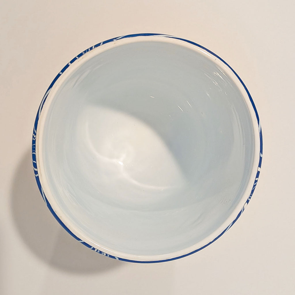 Murano Art Glass Footed Vase with White Trailed Decoration, Mid-20th Century