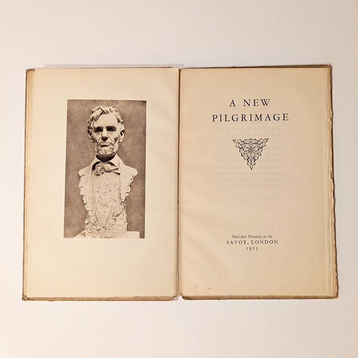 A New Pilgrimage | Abraham Lincoln Bust at Savoy London | First Edition 1923