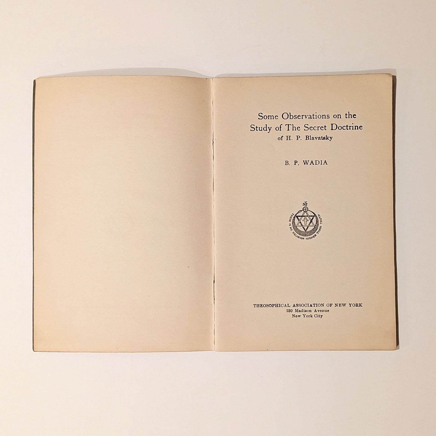 Observations on the Study of the Secret Doctrine of H.P.B. by B.P. Wadia 1922