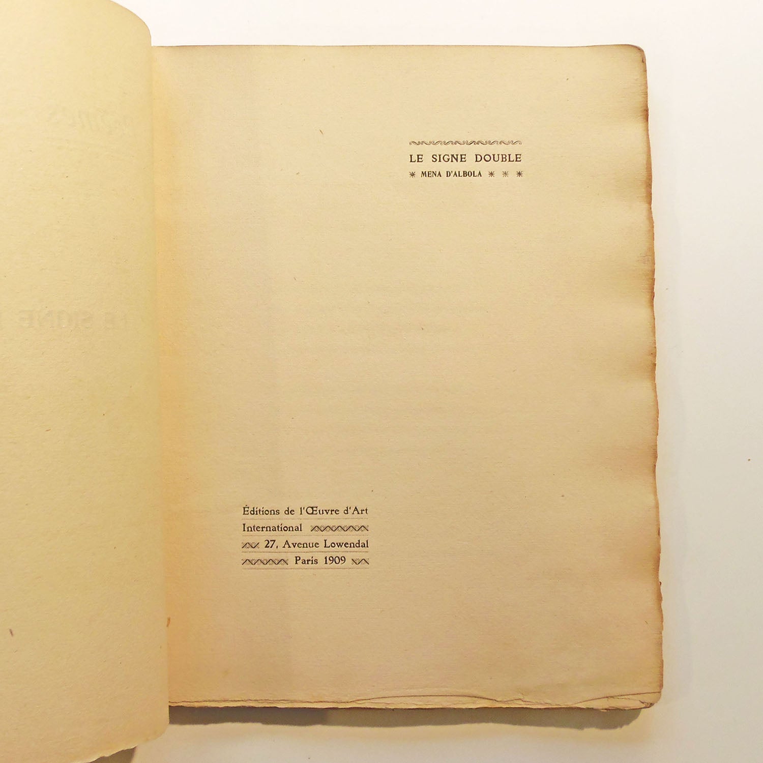 Le Signe Double, Poemes, Mena D'Albola. First Edition. Paris 1910