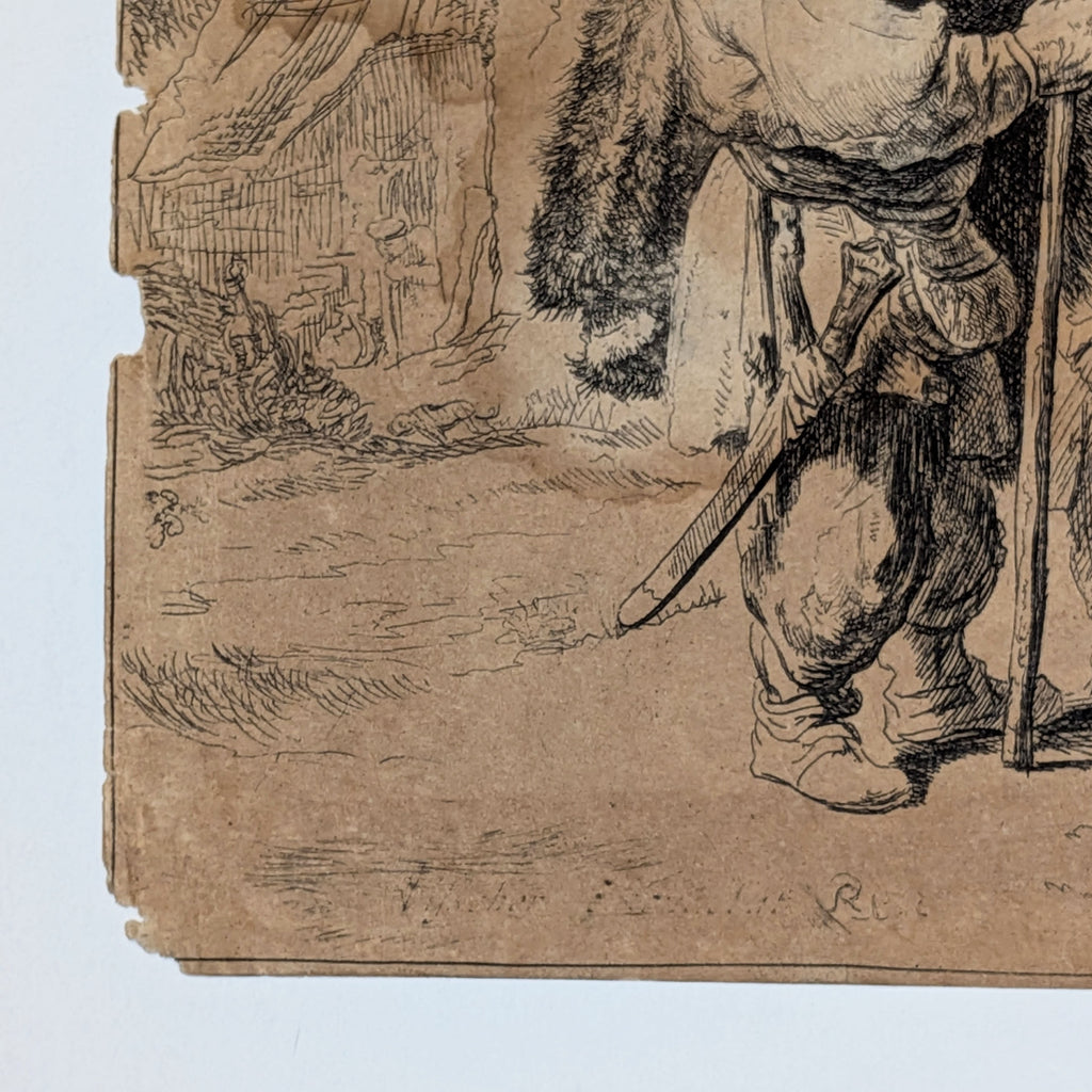 17th C. Etching After Rembrandt - The Rat Catcher - C.J. Visscher Pub. State