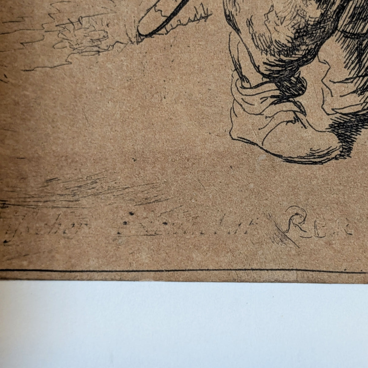 17th C. Etching After Rembrandt - The Rat Catcher - C.J. Visscher Pub. State