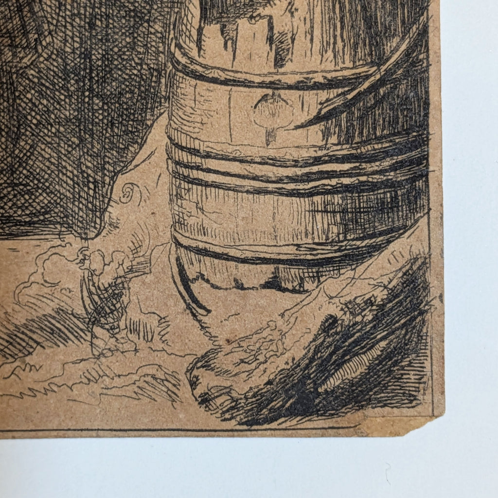 17th C. Etching After Rembrandt - The Rat Catcher - C.J. Visscher Pub. State