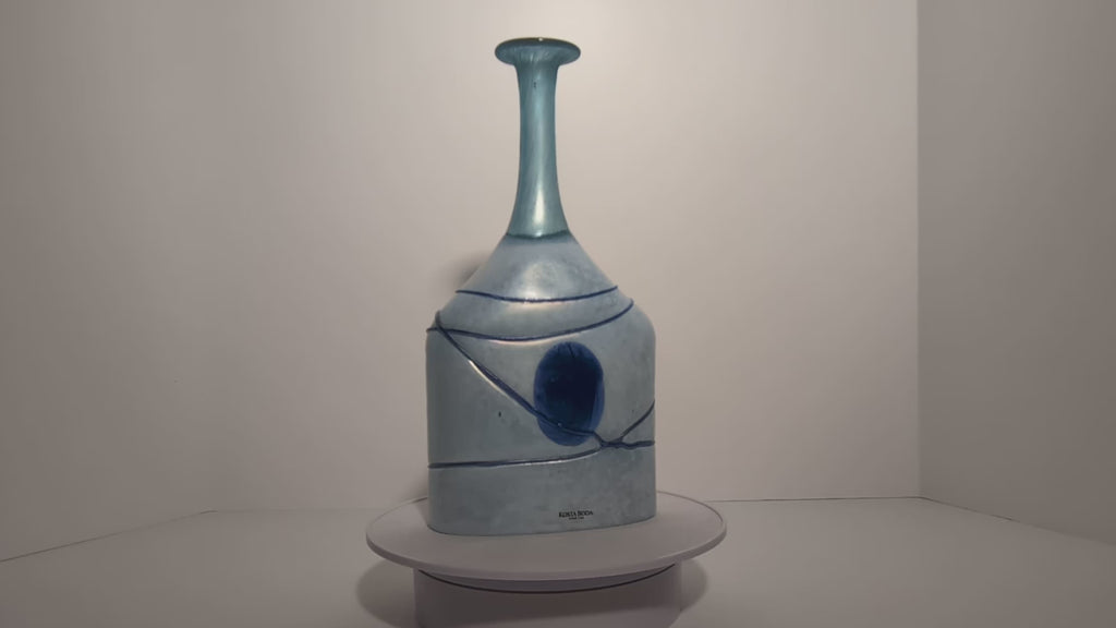 Kosta Boda "Galaxy Blue" 10.5" Large Bottle Vase, Bertil Vallien, Signed 48075