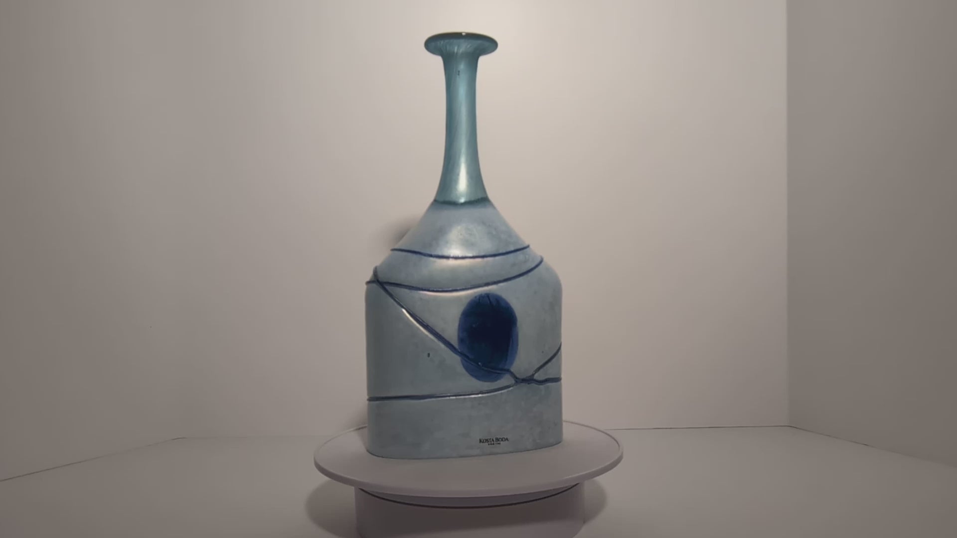 Kosta Boda "Galaxy Blue" 10.5" Large Bottle Vase, Bertil Vallien, Signed 48075
